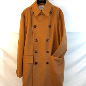 HUDSON Men's Large Camel Peacoat in Soft/Brushed Wool Blend BNWT - 80% OFF